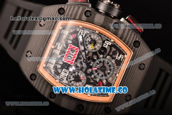 Richard Mille RM 011 Felipe Massa Flyback Chronograph Swiss Valjoux 7750 Automatic Carbon Fiber Case with Skeleton Dial and Rose Gold Inner Bezel - 1:1 Original - Click Image to Close